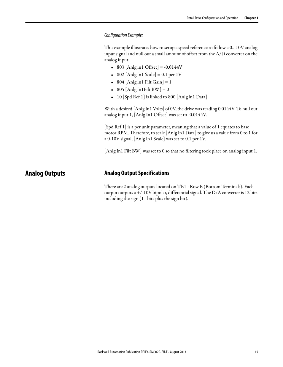 Analog outputs, Analog output specifications | Rockwell Automation 20D PowerFlex 700S with Phase I Control Reference Manual User Manual | Page 15 / 190