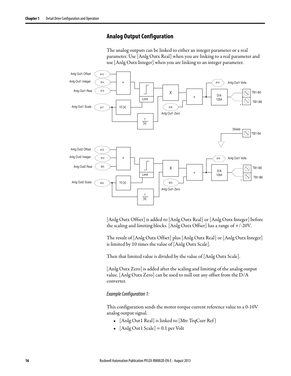 Analog output configuration, Example configuration 1 | Rockwell Automation 20D PowerFlex 700S with Phase I Control Reference Manual User Manual | Page 16 / 190