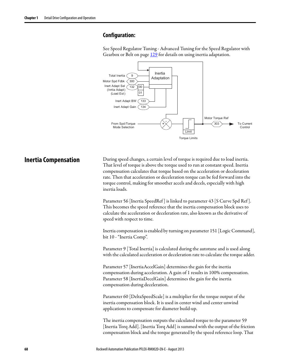 Configuration, Inertia compensation | Rockwell Automation 20D PowerFlex 700S with Phase I Control Reference Manual User Manual | Page 68 / 190
