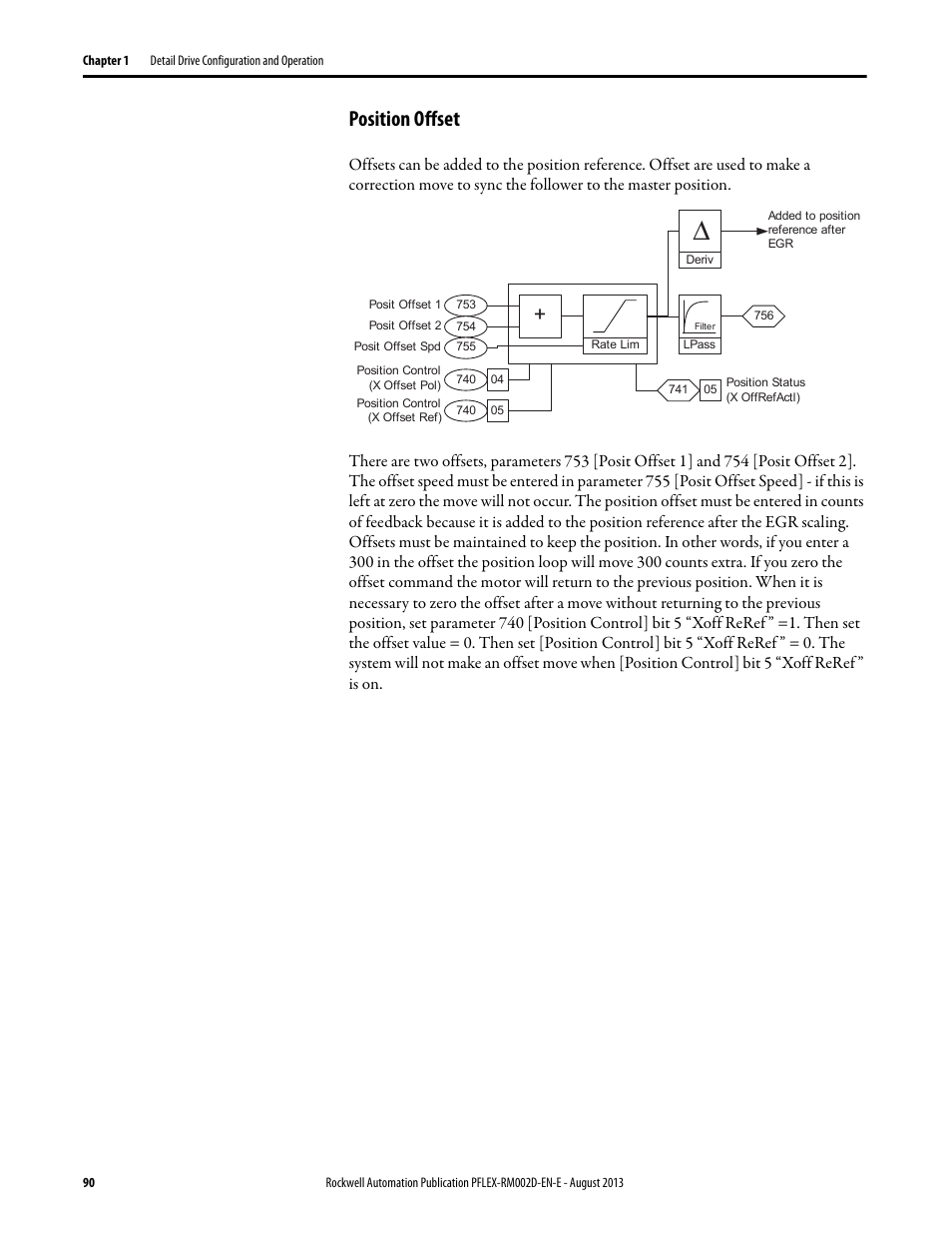 Position offset | Rockwell Automation 20D PowerFlex 700S with Phase I Control Reference Manual User Manual | Page 90 / 190