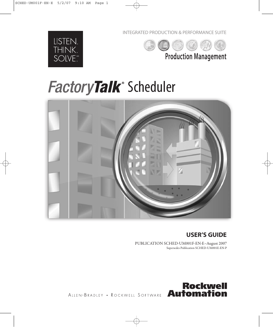 Rockwell Automation FactoryTalk Scheduler Users Guide User Manual | 146 pages