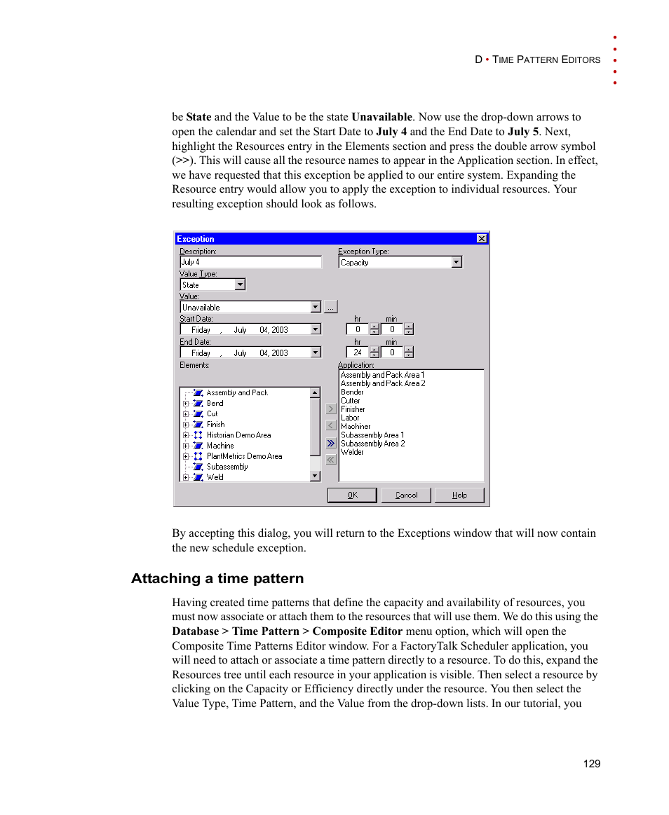 Attaching a time pattern | Rockwell Automation FactoryTalk Scheduler Users Guide User Manual | Page 135 / 146