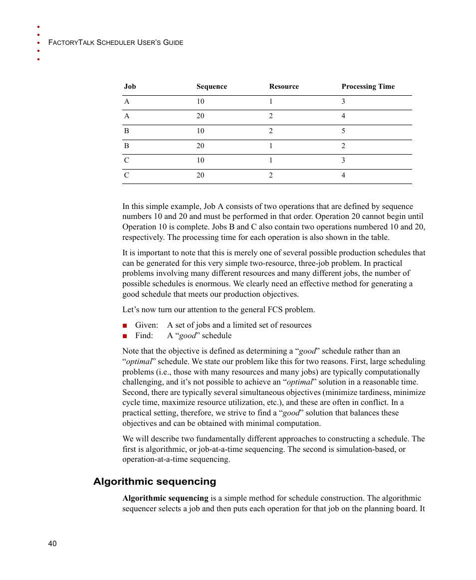 Algorithmic sequencing | Rockwell Automation FactoryTalk Scheduler Users Guide User Manual | Page 46 / 146