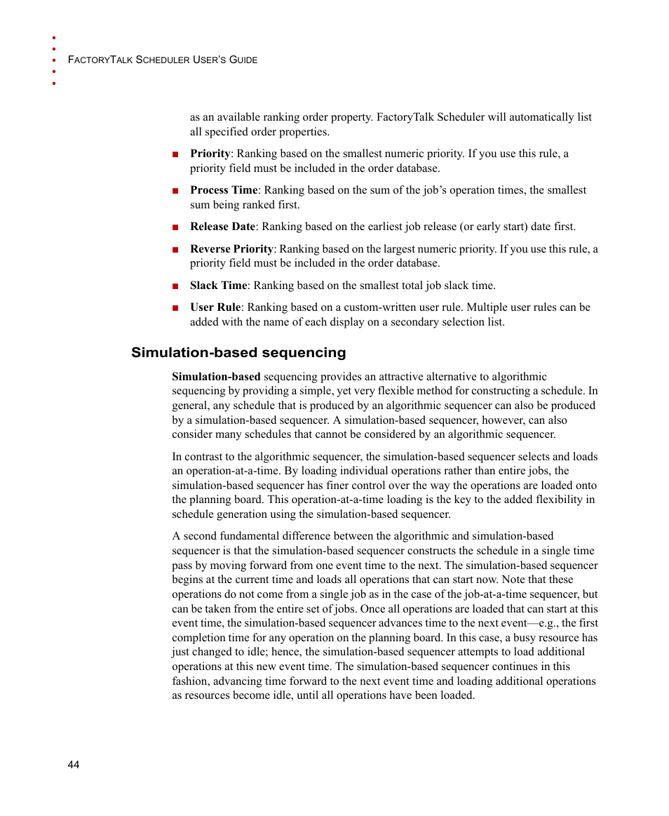 Simulation-based sequencing | Rockwell Automation FactoryTalk Scheduler Users Guide User Manual | Page 50 / 146