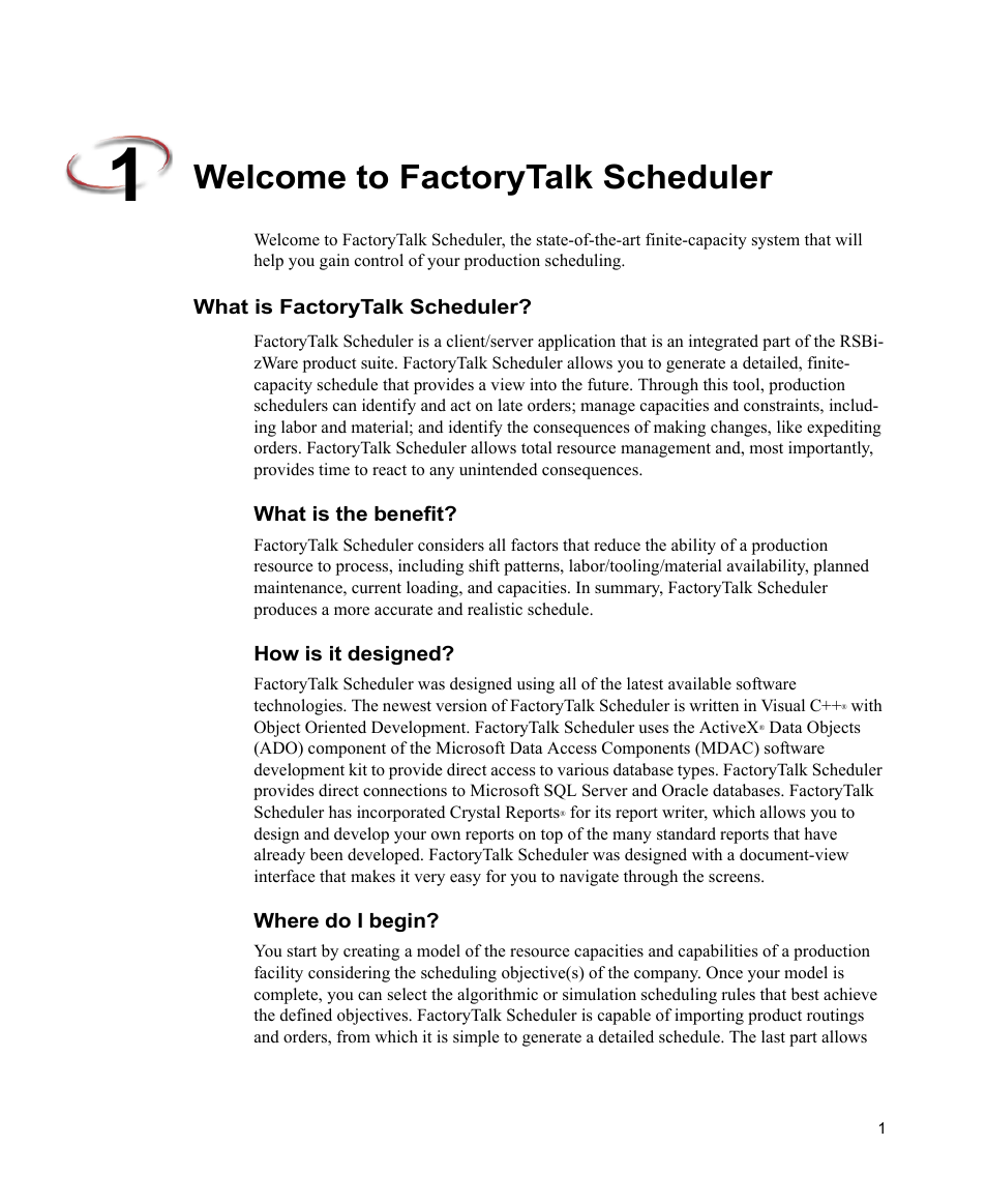 Welcome to factorytalk scheduler, What is factorytalk scheduler, What is the benefit | How is it designed, Where do i begin | Rockwell Automation FactoryTalk Scheduler Users Guide User Manual | Page 7 / 146