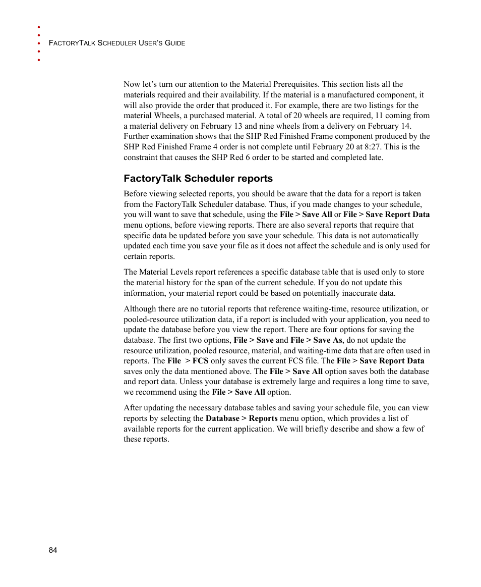 Factorytalk scheduler reports | Rockwell Automation FactoryTalk Scheduler Users Guide User Manual | Page 90 / 146
