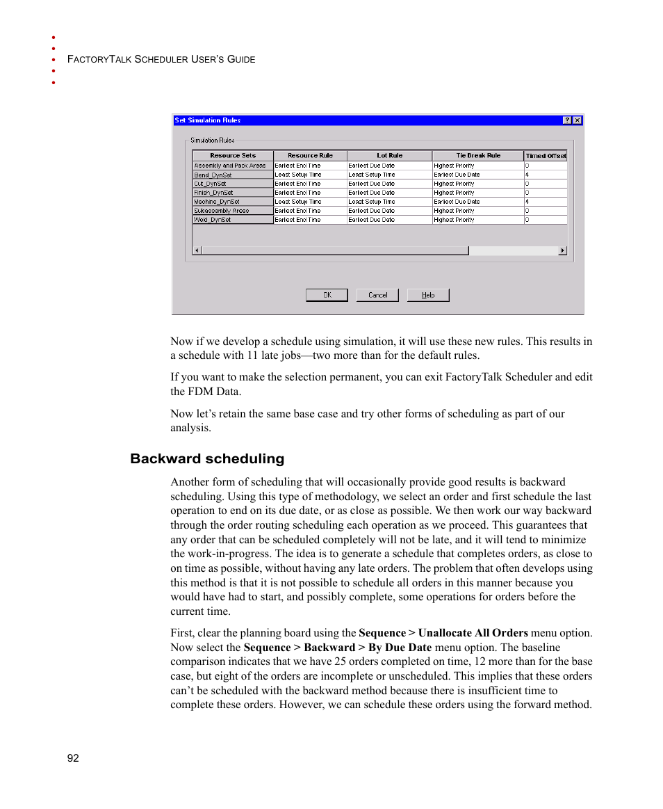 Backward scheduling | Rockwell Automation FactoryTalk Scheduler Users Guide User Manual | Page 98 / 146