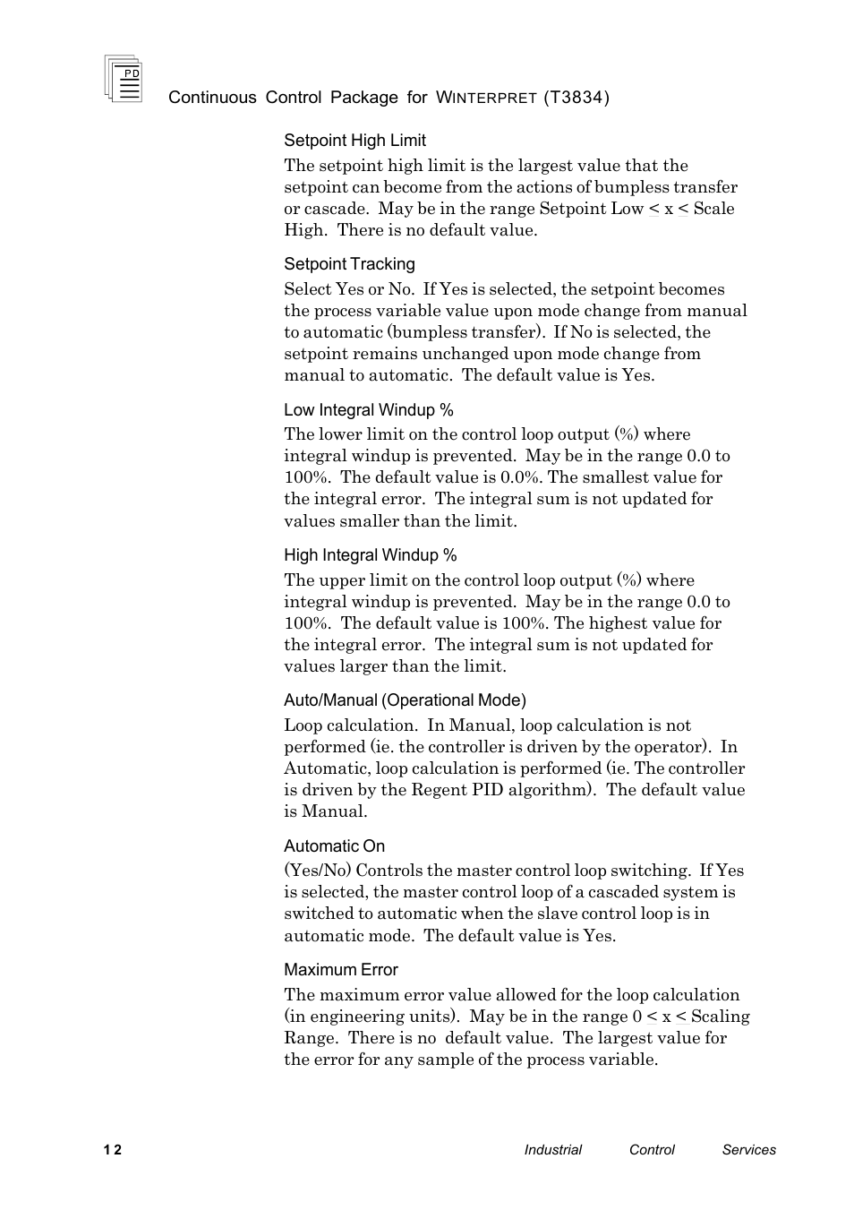 Rockwell Automation T3834 ICS Regent Continuous Control Package for Winterpret User Manual | Page 12 / 23