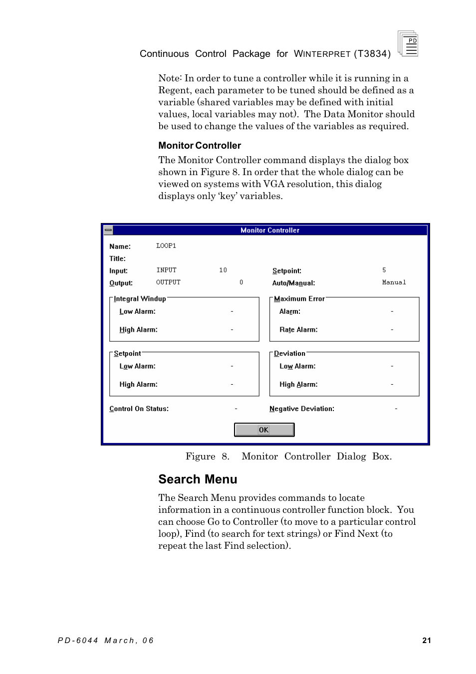 Search menu | Rockwell Automation T3834 ICS Regent Continuous Control Package for Winterpret User Manual | Page 21 / 23