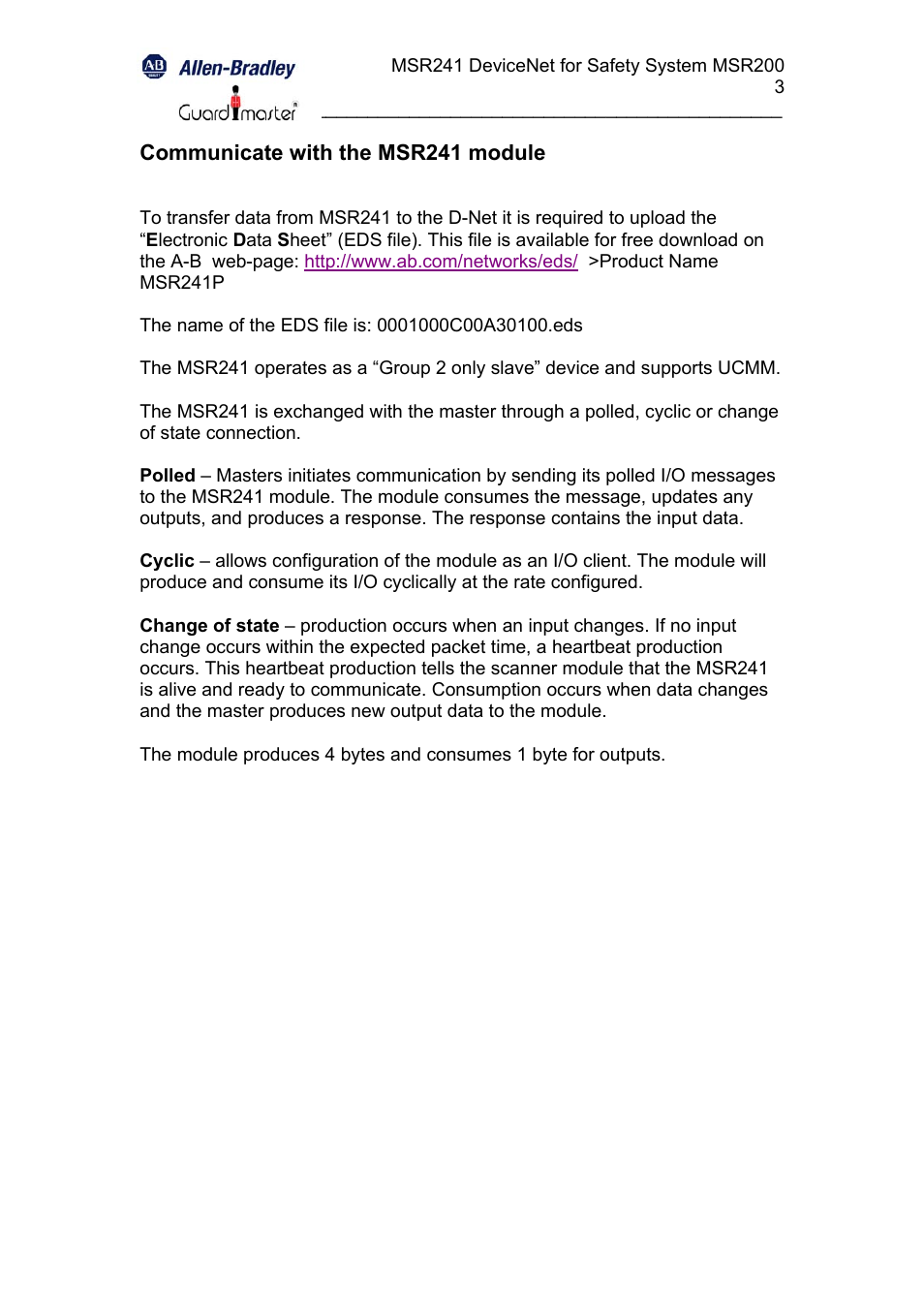 Rockwell Automation 440R MSR241 Minotaur Safety Relay User Manual | Page 3 / 13