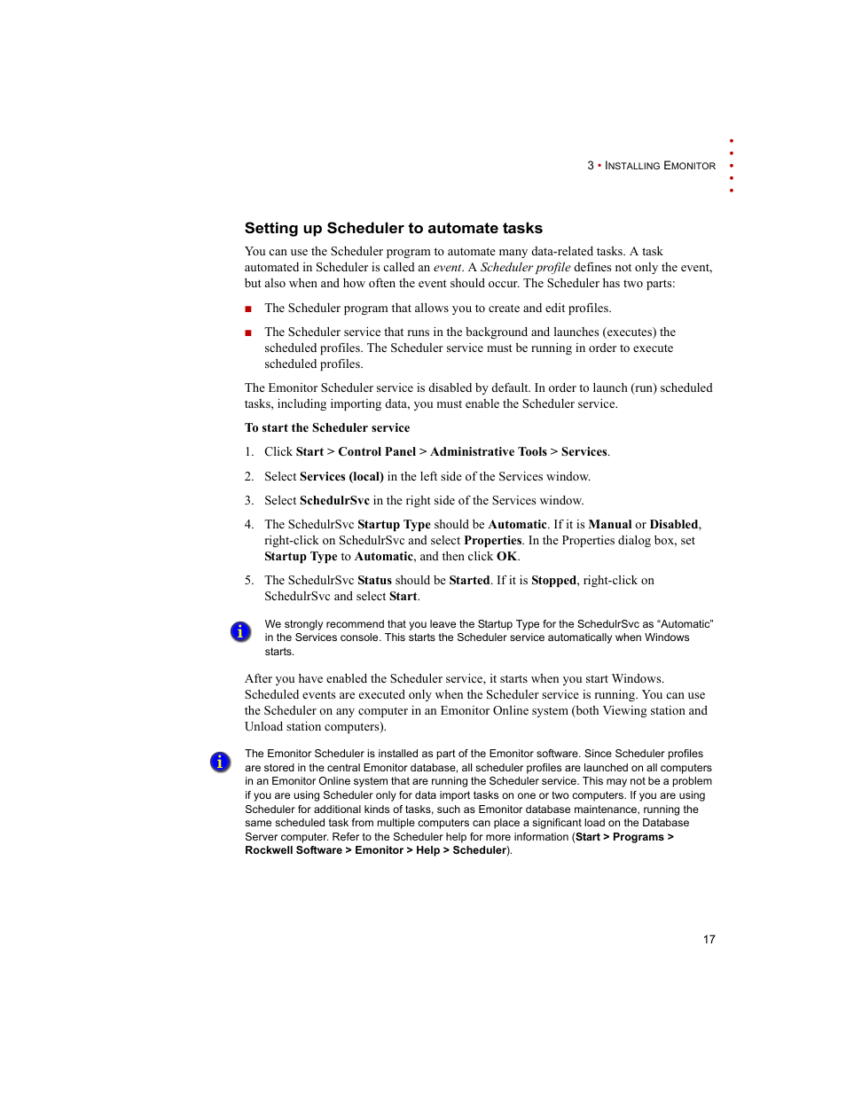 Setting up scheduler to automate tasks | Rockwell Automation Emonitor with a Gupta Multi-User Database User Manual | Page 21 / 50
