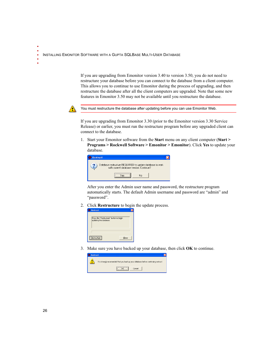 Rockwell Automation Emonitor with a Gupta Multi-User Database User Manual | Page 30 / 50