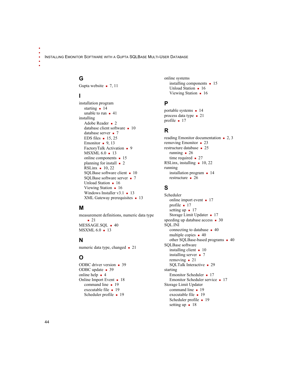 Rockwell Automation Emonitor with a Gupta Multi-User Database User Manual | Page 48 / 50