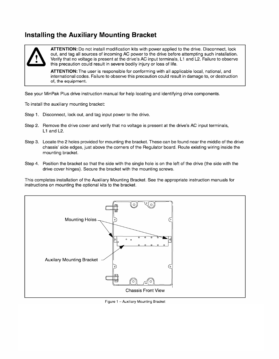 Rockwell Automation MinPak Plus DC Drive Auxiliary Mounting Bracket Kit NRG 1/4-1-1/2 HP 14C209 User Manual | Page 2 / 4