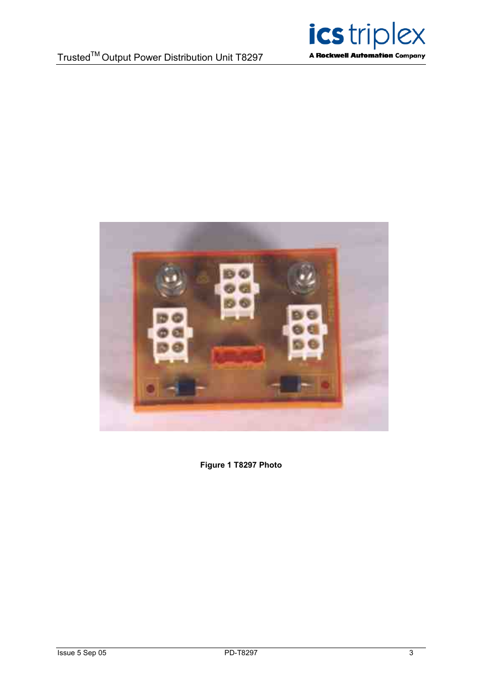 Trusted, Output power distribution unit t8297 | Rockwell Automation T8297 Trusted Output Power Distribution Unit (Diode Protected) User Manual | Page 3 / 10