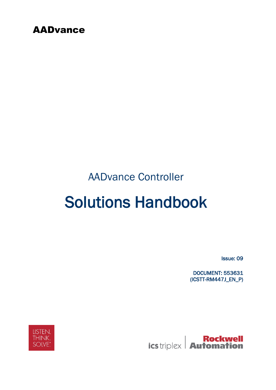 Rockwell Automation AADvance Controller Solutions Handbook User Manual | 148 pages