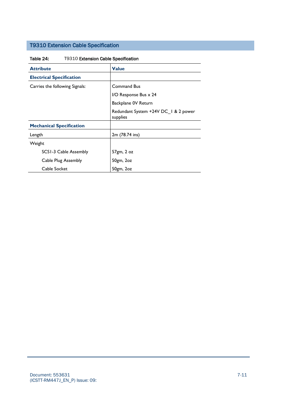 T9310 extension cable specification | Rockwell Automation AADvance Controller Solutions Handbook User Manual | Page 105 / 148