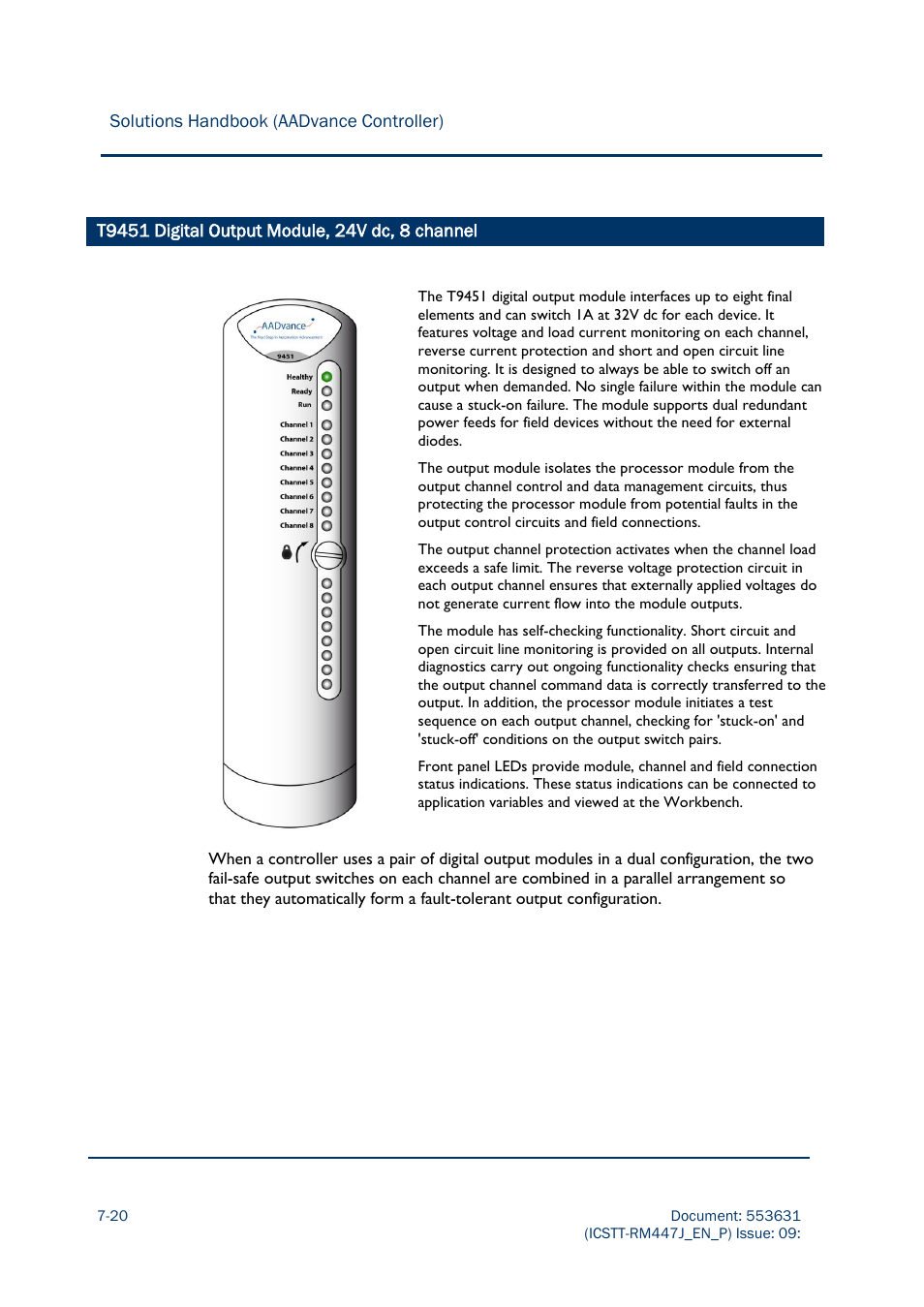 T9451 digital output module, 24v dc, 8 channel -20 | Rockwell Automation AADvance Controller Solutions Handbook User Manual | Page 114 / 148