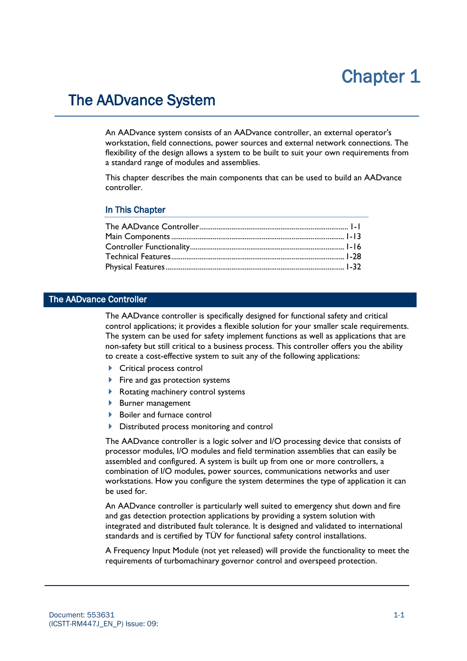 Chapter 1, The aadvance system | Rockwell Automation AADvance Controller Solutions Handbook User Manual | Page 13 / 148