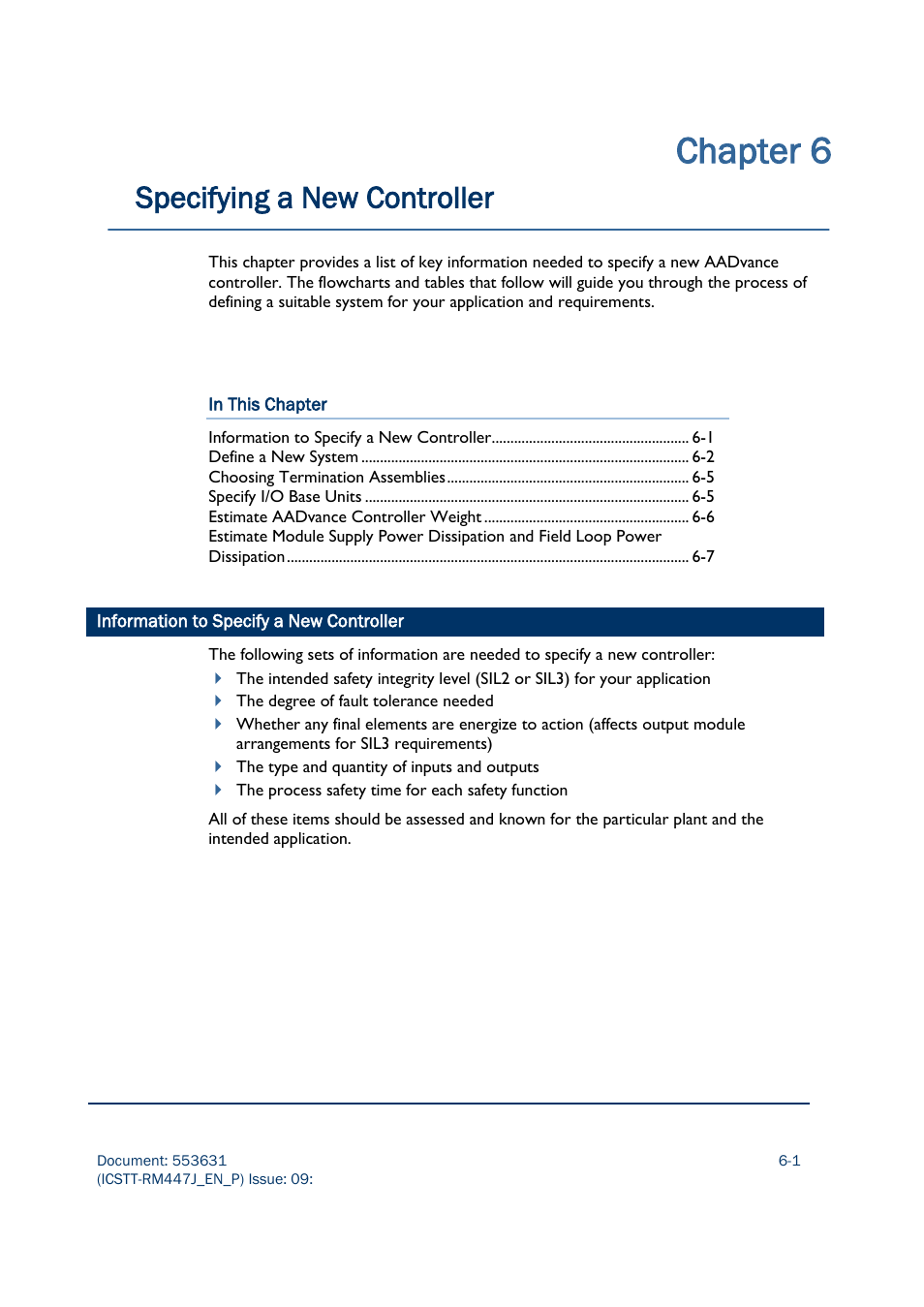 Chapter 6, Specifying a new controller | Rockwell Automation AADvance Controller Solutions Handbook User Manual | Page 87 / 148