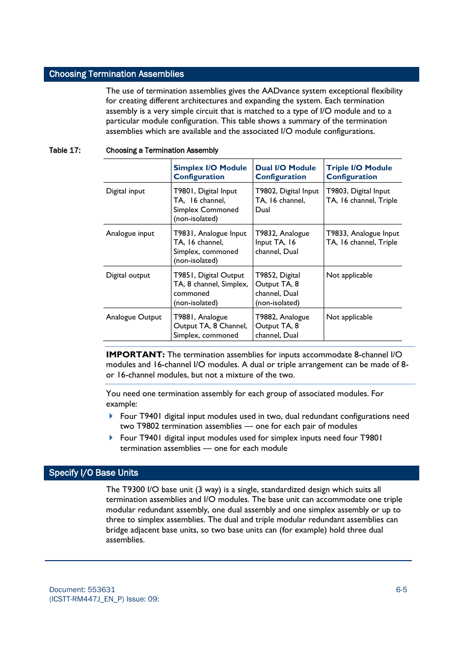 Choosing termination assemblies, Specify i/o base units | Rockwell Automation AADvance Controller Solutions Handbook User Manual | Page 91 / 148