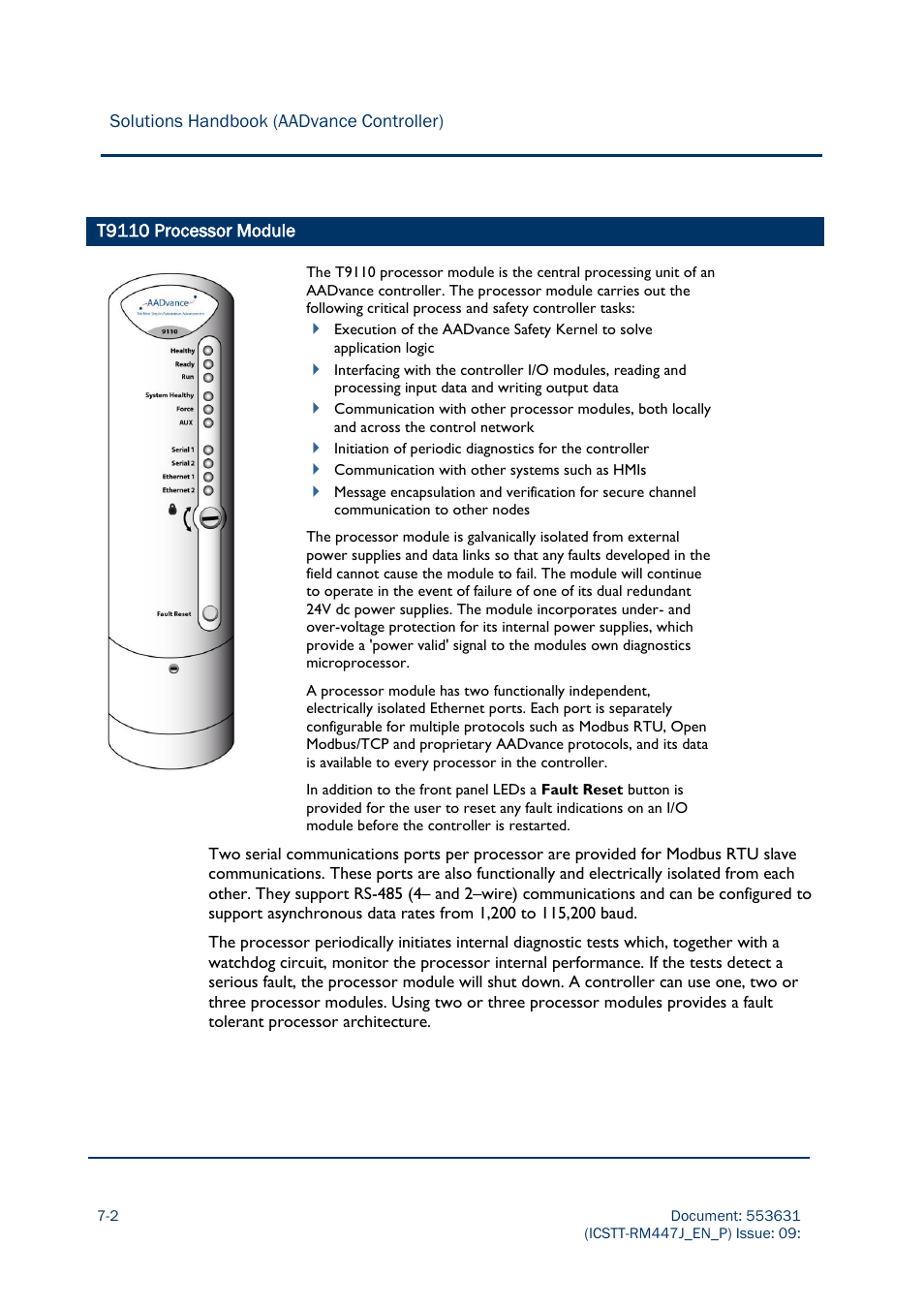 T9110 processor module | Rockwell Automation AADvance Controller Solutions Handbook User Manual | Page 96 / 148