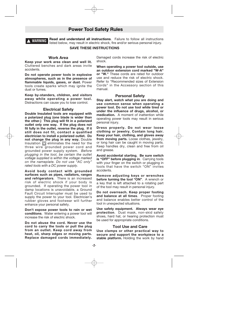 Power tool safety rules | Bosch 1295D User Manual | Page 2 / 32
