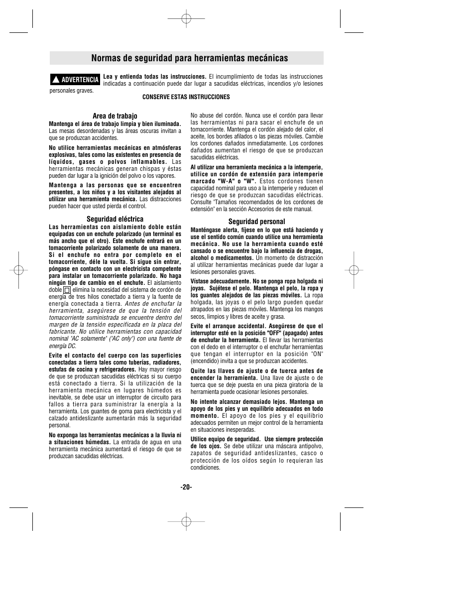 Normas de seguridad para herramientas mecánicas | Bosch 1295D User Manual | Page 20 / 32