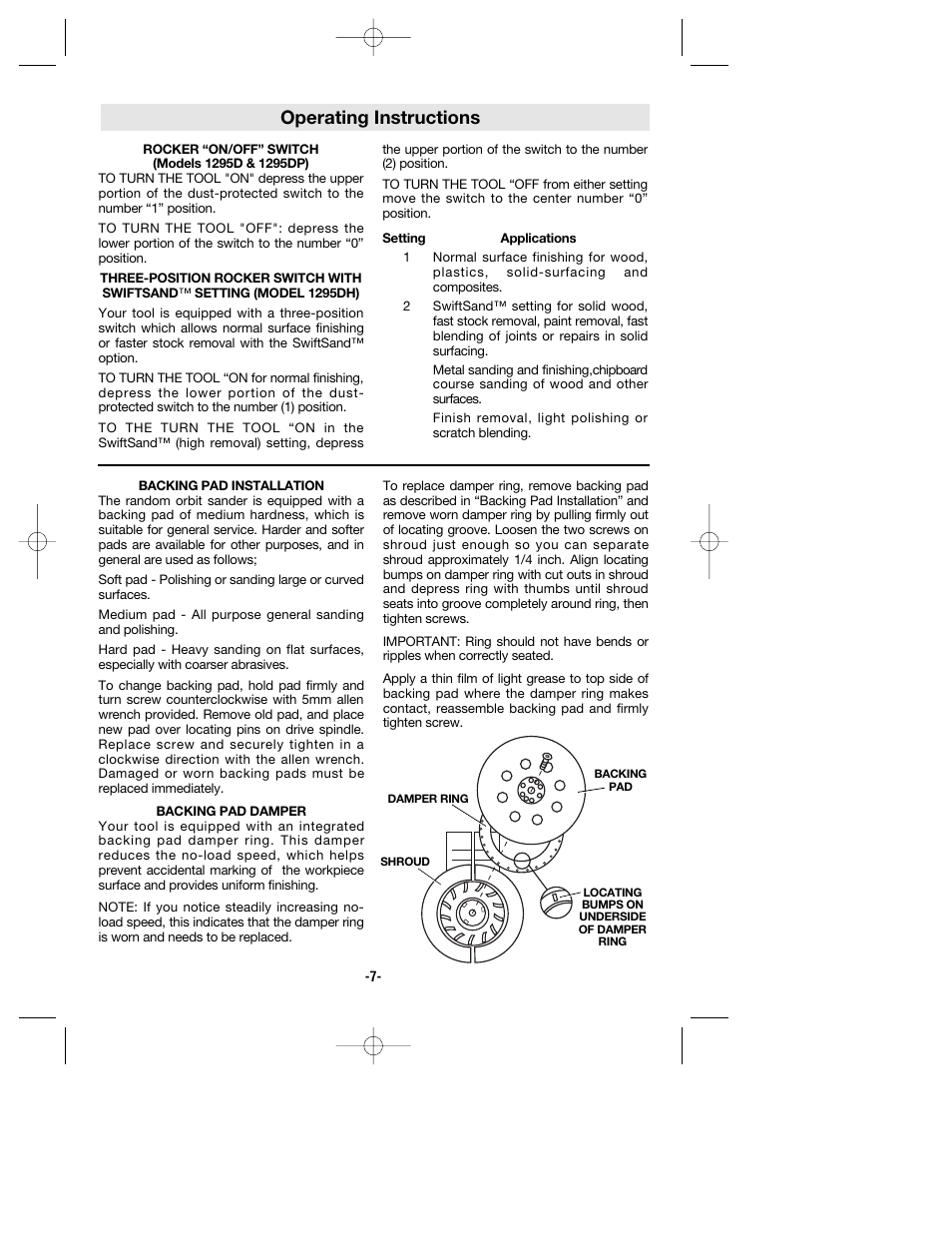 Operating instructions | Bosch 1295D User Manual | Page 7 / 32