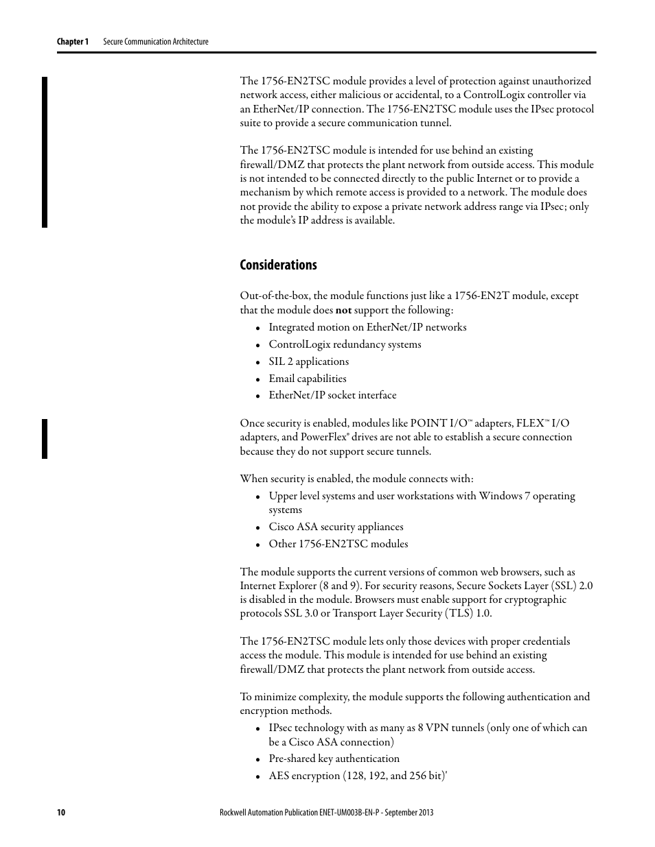 Considerations | Rockwell Automation 1756-EN2TSC EtherNet/IP Secure Communication User Manual User Manual | Page 10 / 64
