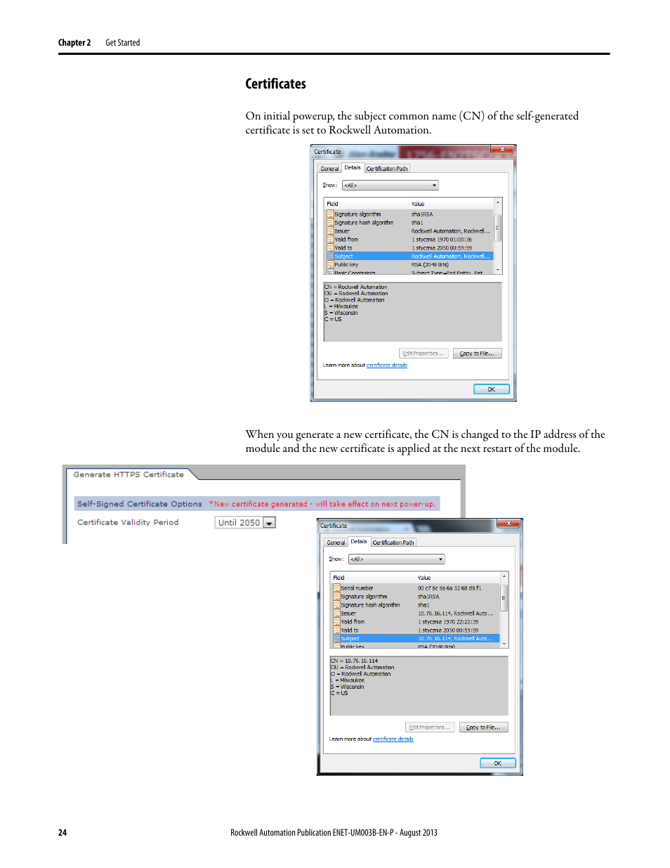 Certificates | Rockwell Automation 1756-EN2TSC EtherNet/IP Secure Communication User Manual User Manual | Page 24 / 64