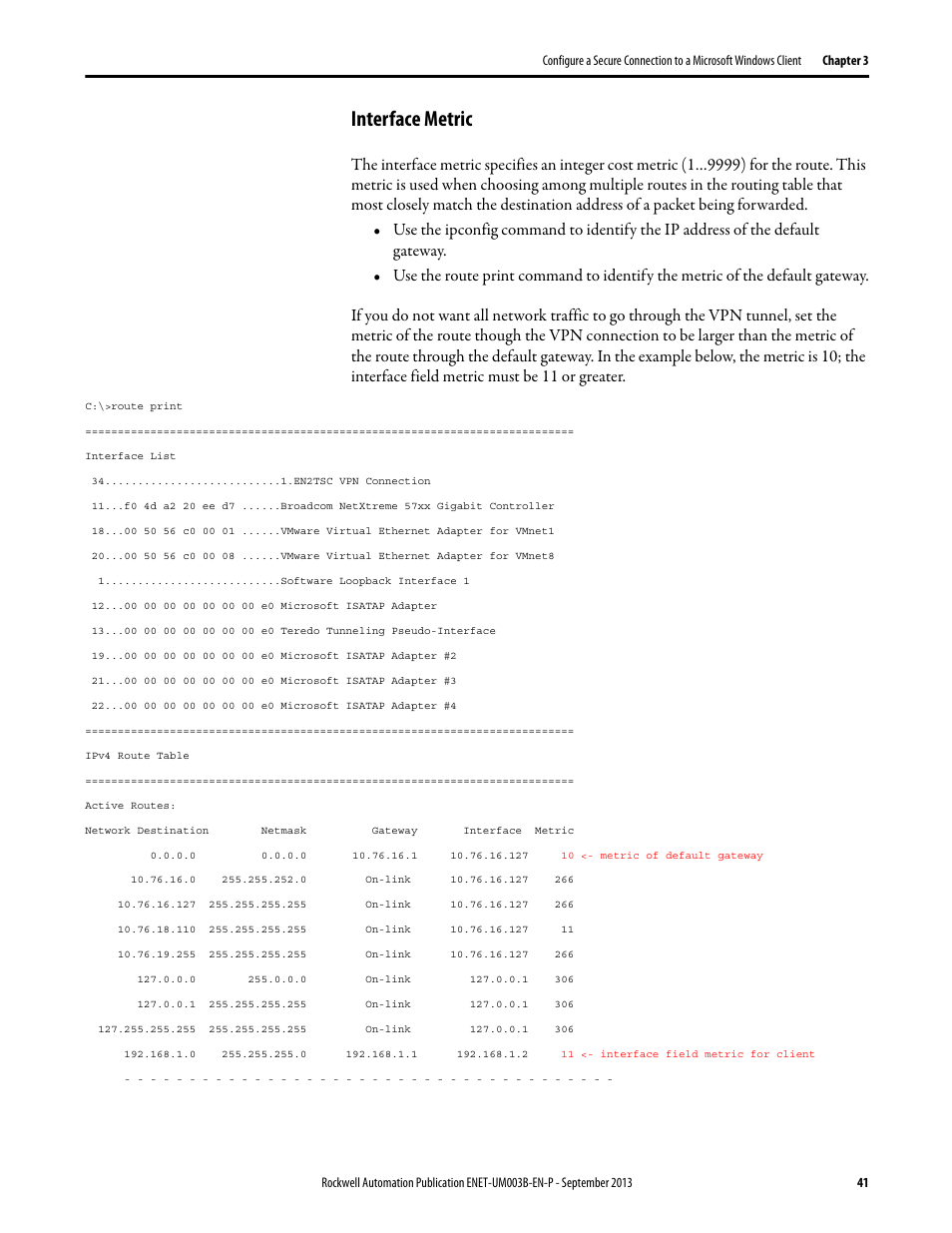 Interface metric | Rockwell Automation 1756-EN2TSC EtherNet/IP Secure Communication User Manual User Manual | Page 41 / 64