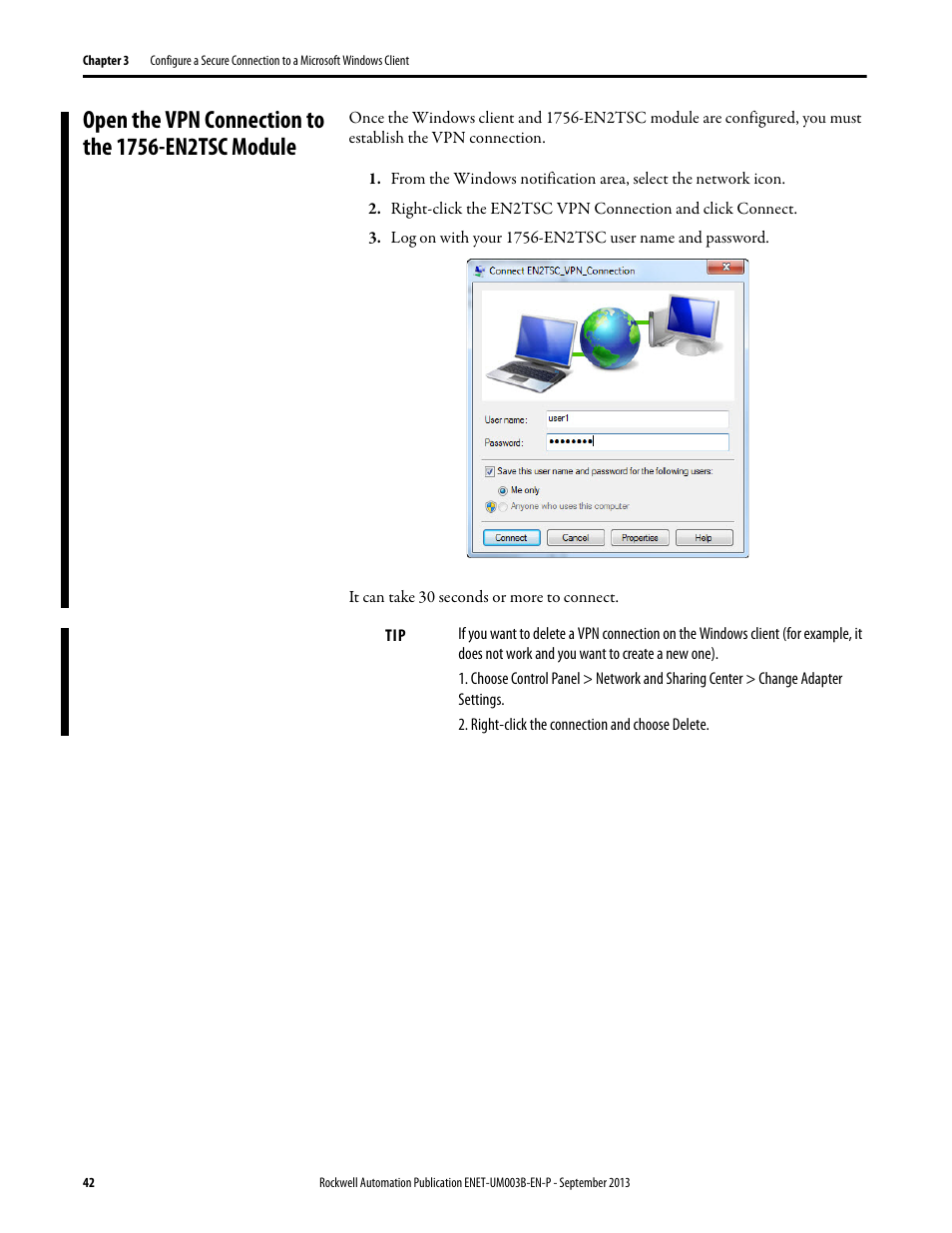 Open the vpn connection to the 1756-en2tsc module | Rockwell Automation 1756-EN2TSC EtherNet/IP Secure Communication User Manual User Manual | Page 42 / 64