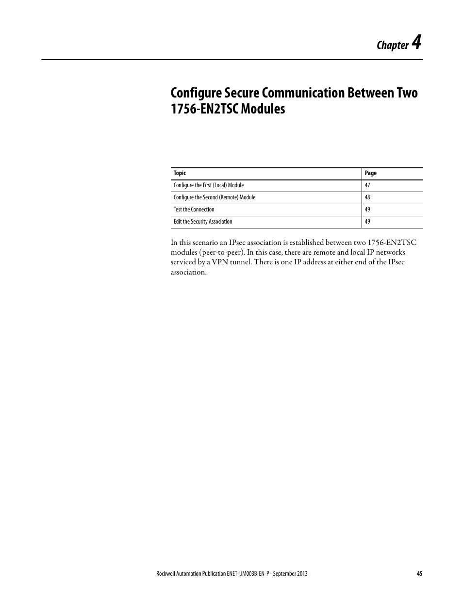 Chapter 4, Chapter | Rockwell Automation 1756-EN2TSC EtherNet/IP Secure Communication User Manual User Manual | Page 45 / 64