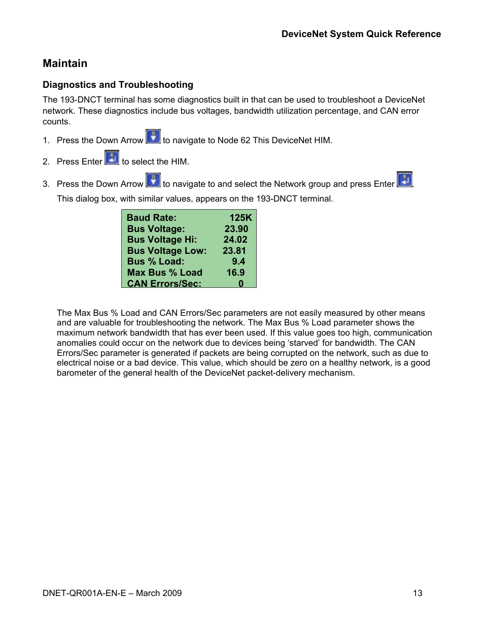 Maintain | Rockwell Automation DeviceNet System Quick Reference User Manual | Page 13 / 14