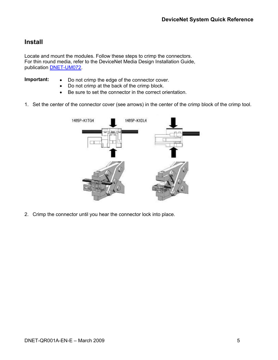 Install | Rockwell Automation DeviceNet System Quick Reference User Manual | Page 5 / 14