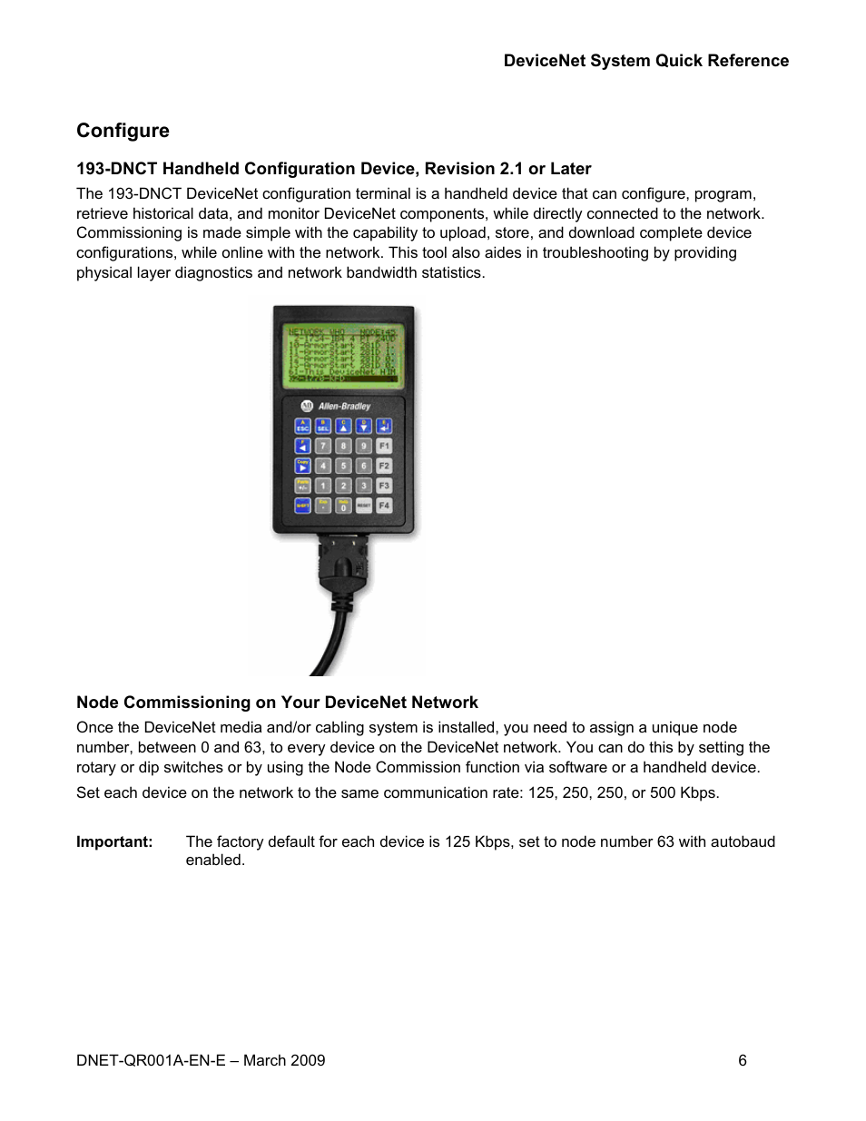 Configure | Rockwell Automation DeviceNet System Quick Reference User Manual | Page 6 / 14