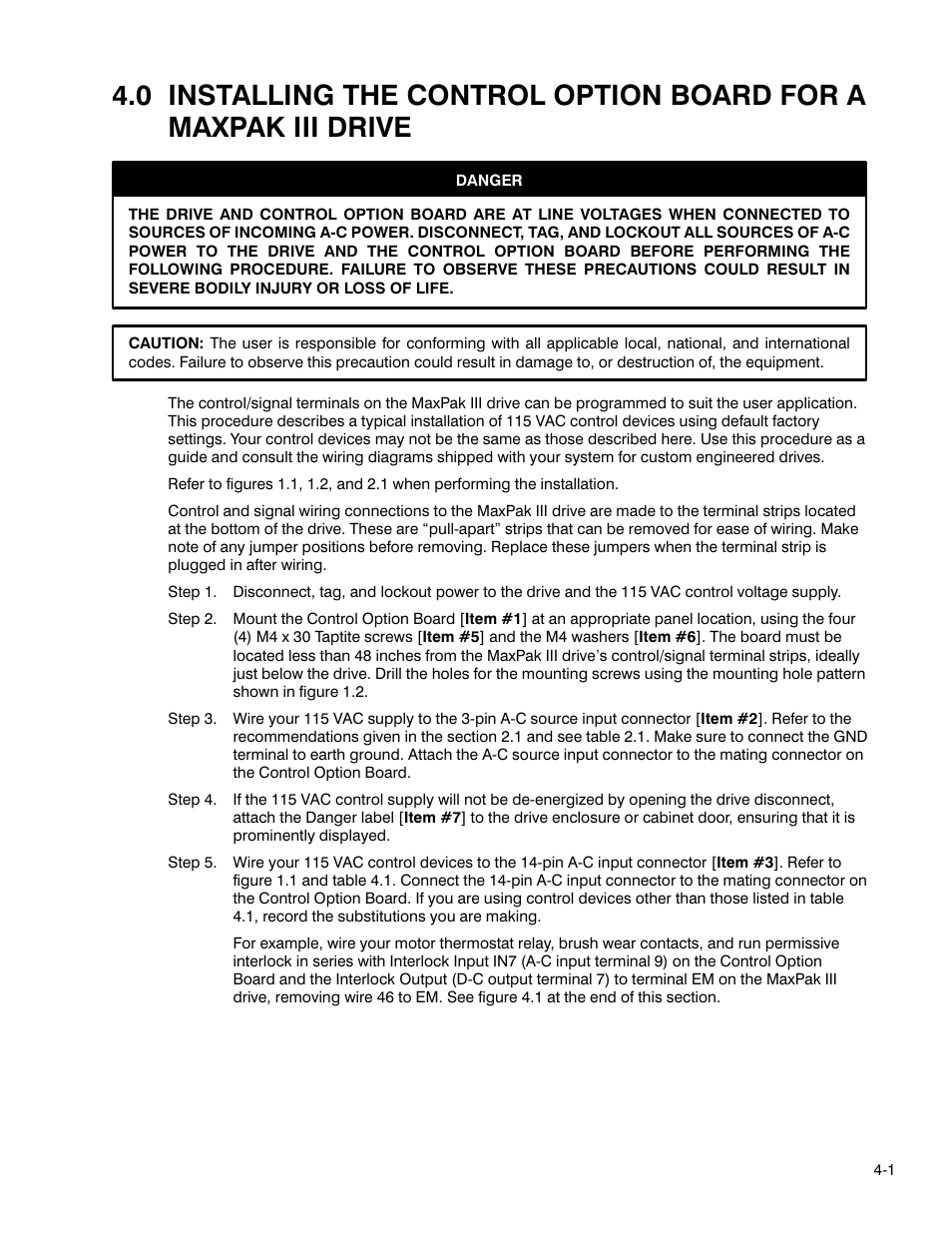 Rockwell Automation FlexPak 3000 115 VAC Control Opt. Board M/N 917FK0101 User Manual | Page 14 / 20