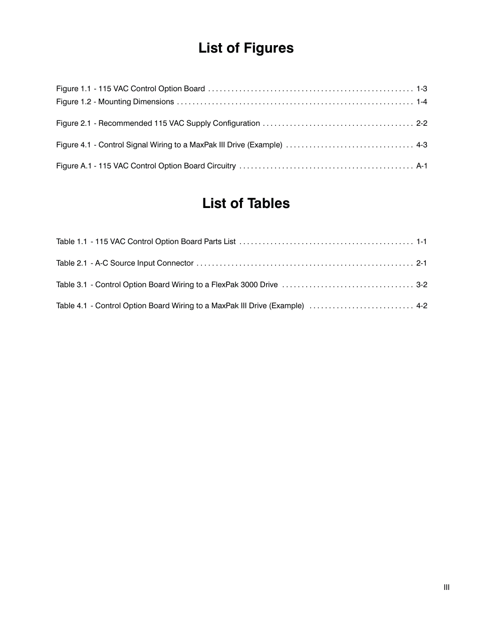 List of figures, List of tables | Rockwell Automation FlexPak 3000 115 VAC Control Opt. Board M/N 917FK0101 User Manual | Page 5 / 20