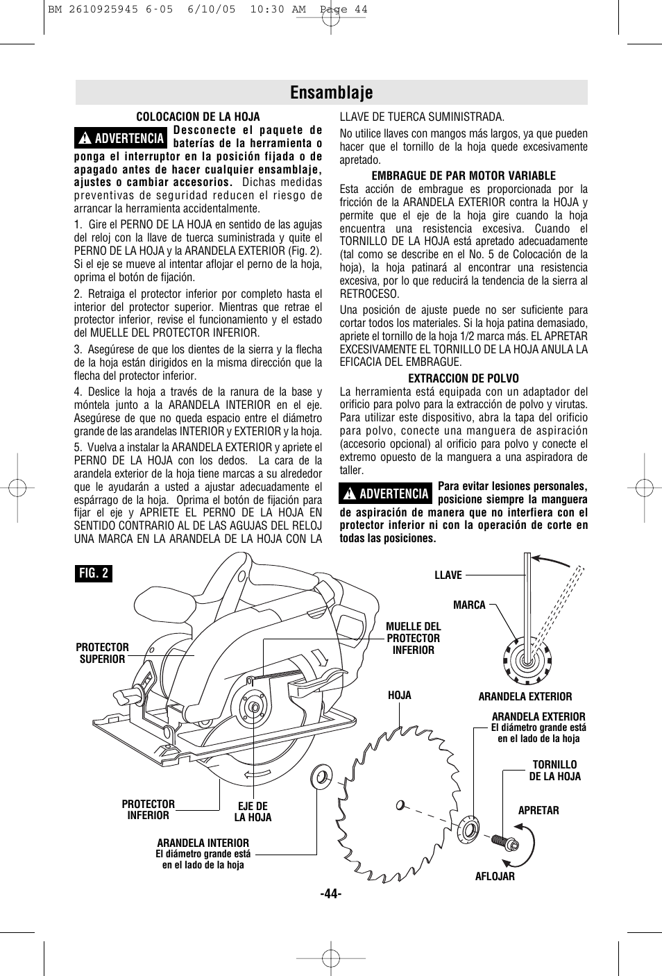 Ensamblaje | Bosch 1661 User Manual | Page 44 / 56