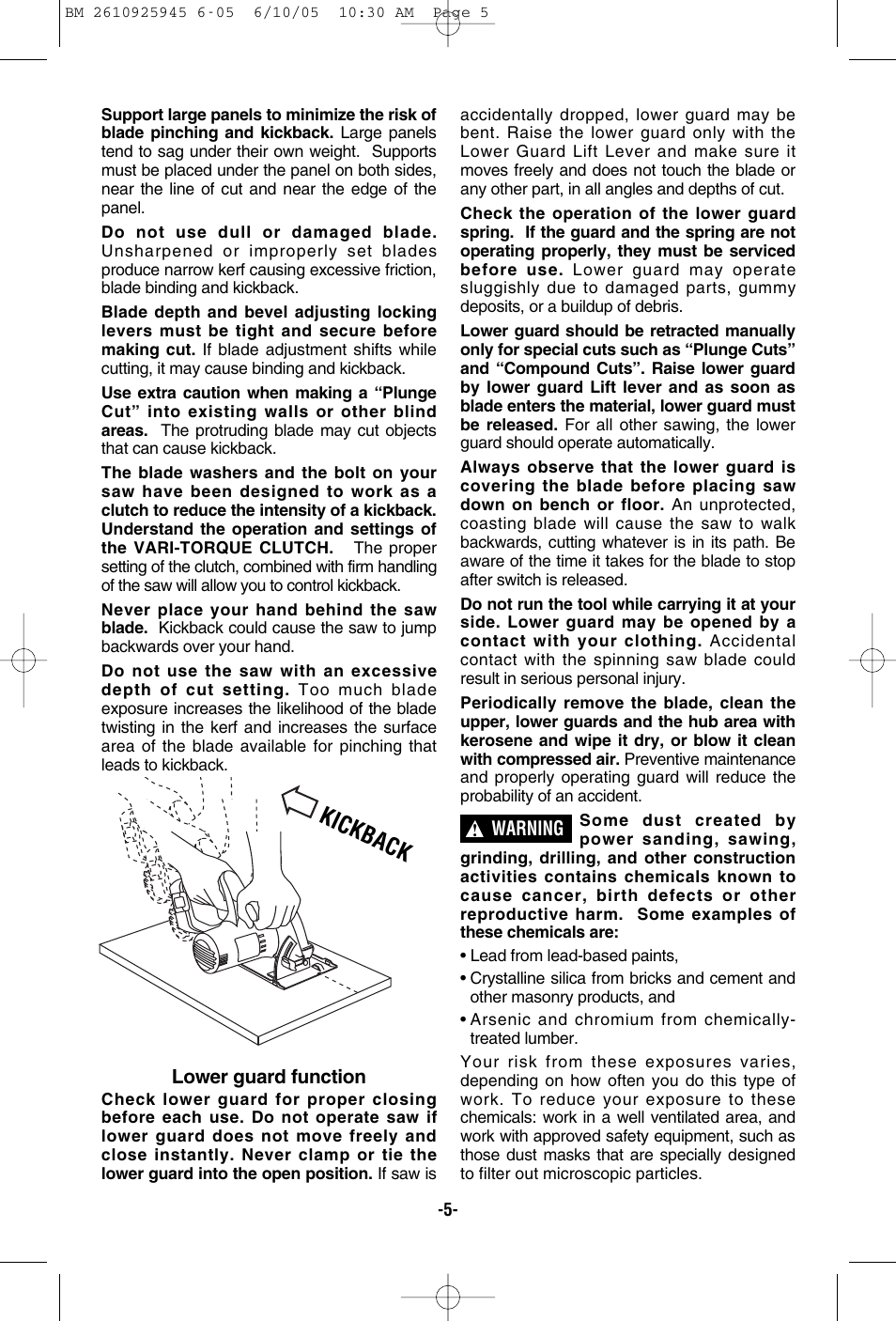 Kic kba ck | Bosch 1661 User Manual | Page 5 / 56