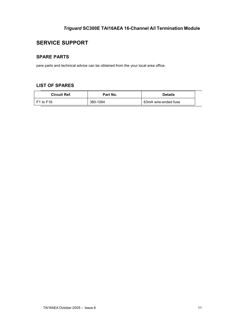 Service support | Rockwell Automation TAI16AEA 16- Channel Analogue Input Termination Module User Manual | Page 11 / 11