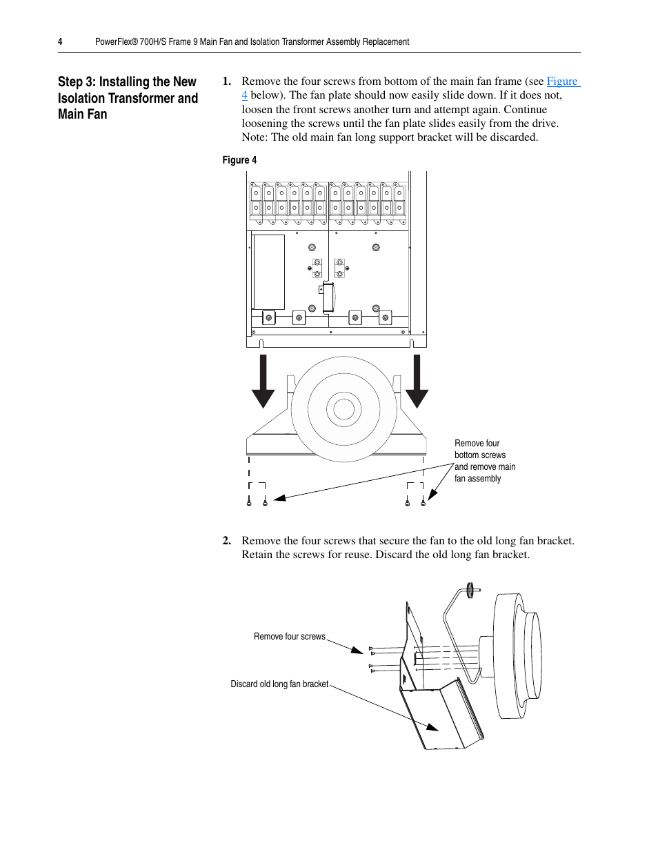 Rockwell Automation 20D PowerFlex 700H/S Frame 9 Main Fan and Isolation Transformer Assembly Replacement User Manual | Page 4 / 8