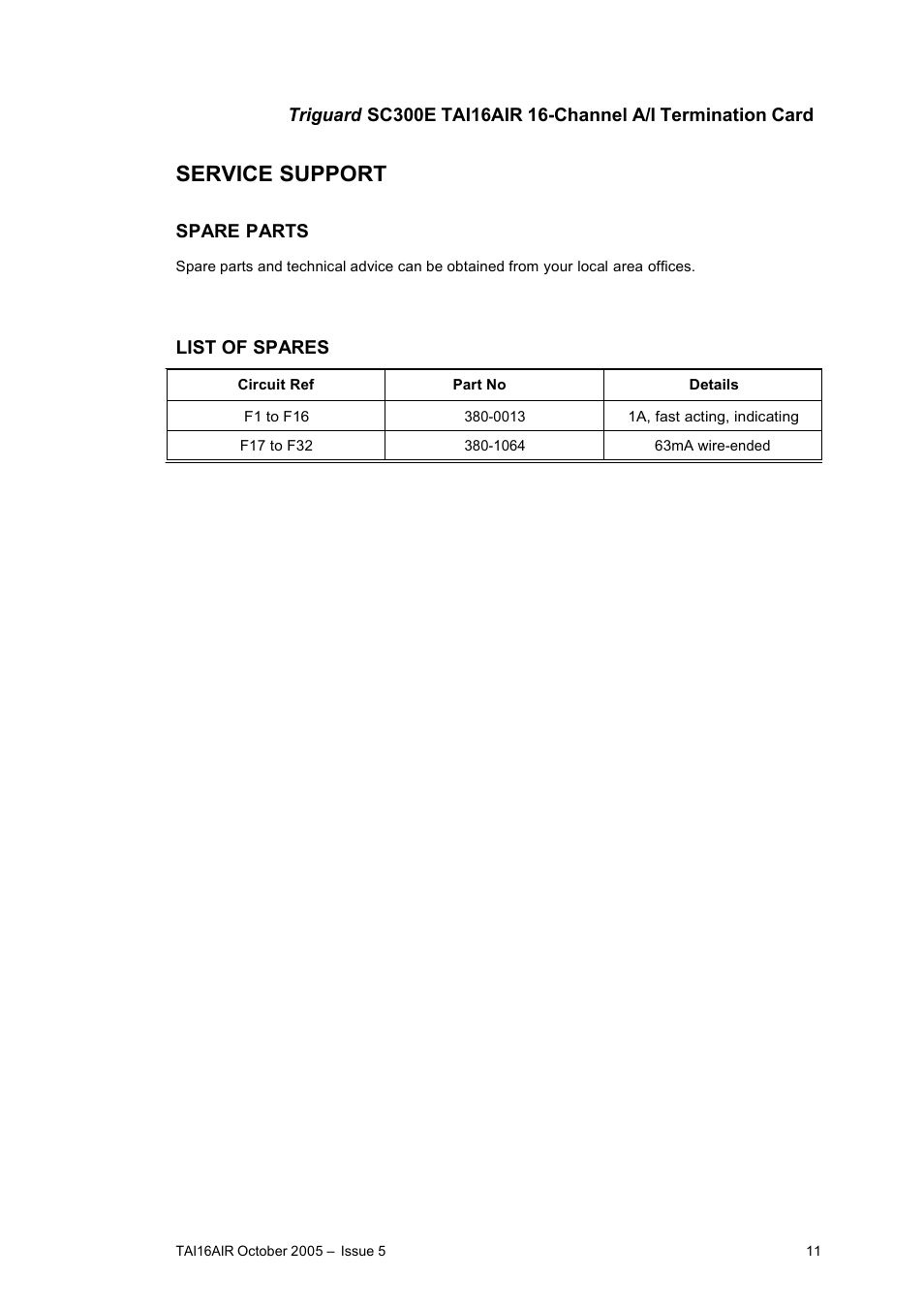 Service support | Rockwell Automation TAI16AIR 16-Channel Analogue Input Termination Card User Manual | Page 11 / 11