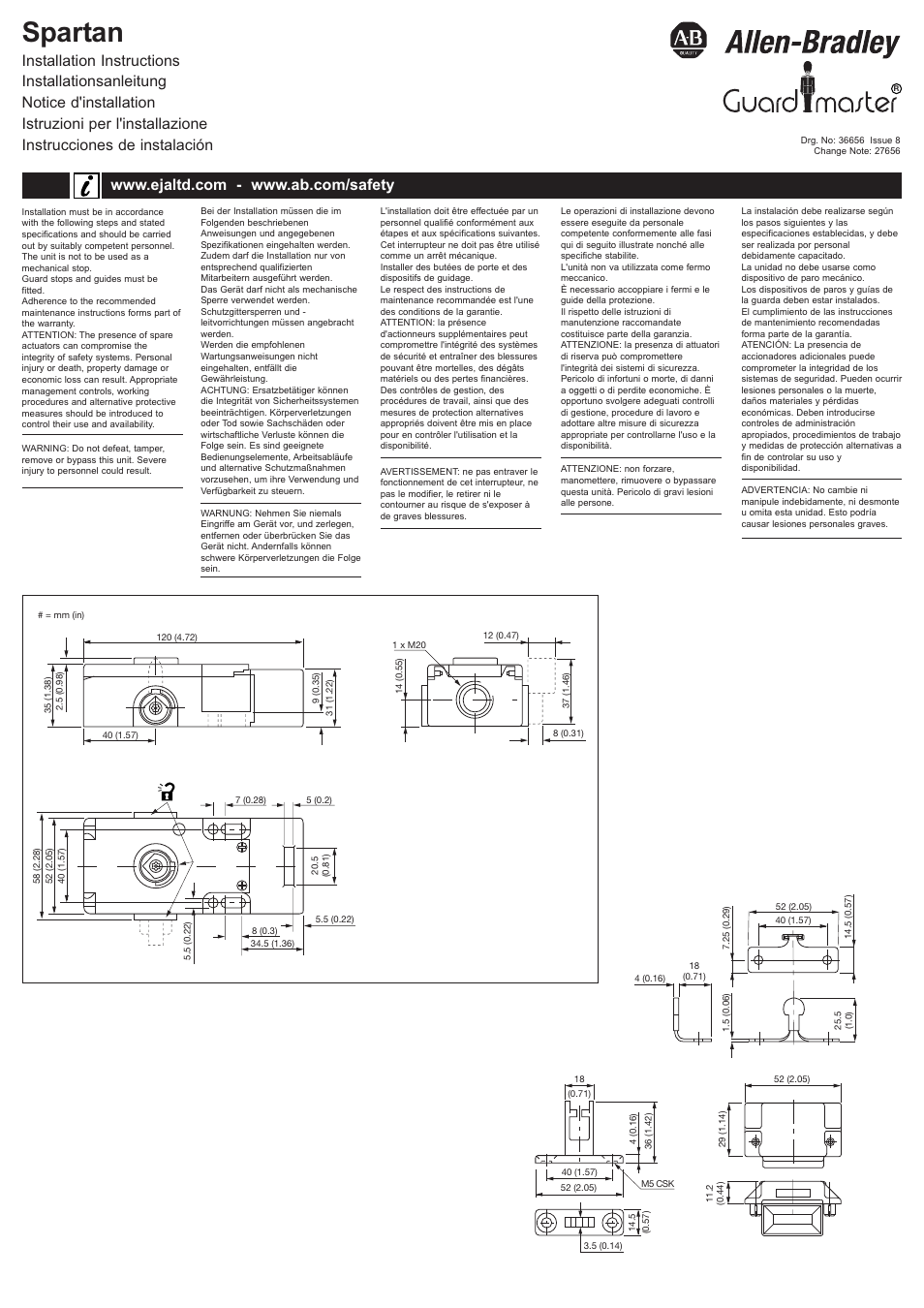 Rockwell Automation 440G Spartan--Compact Solenoid Locking Safety Switch User Manual | 4 pages