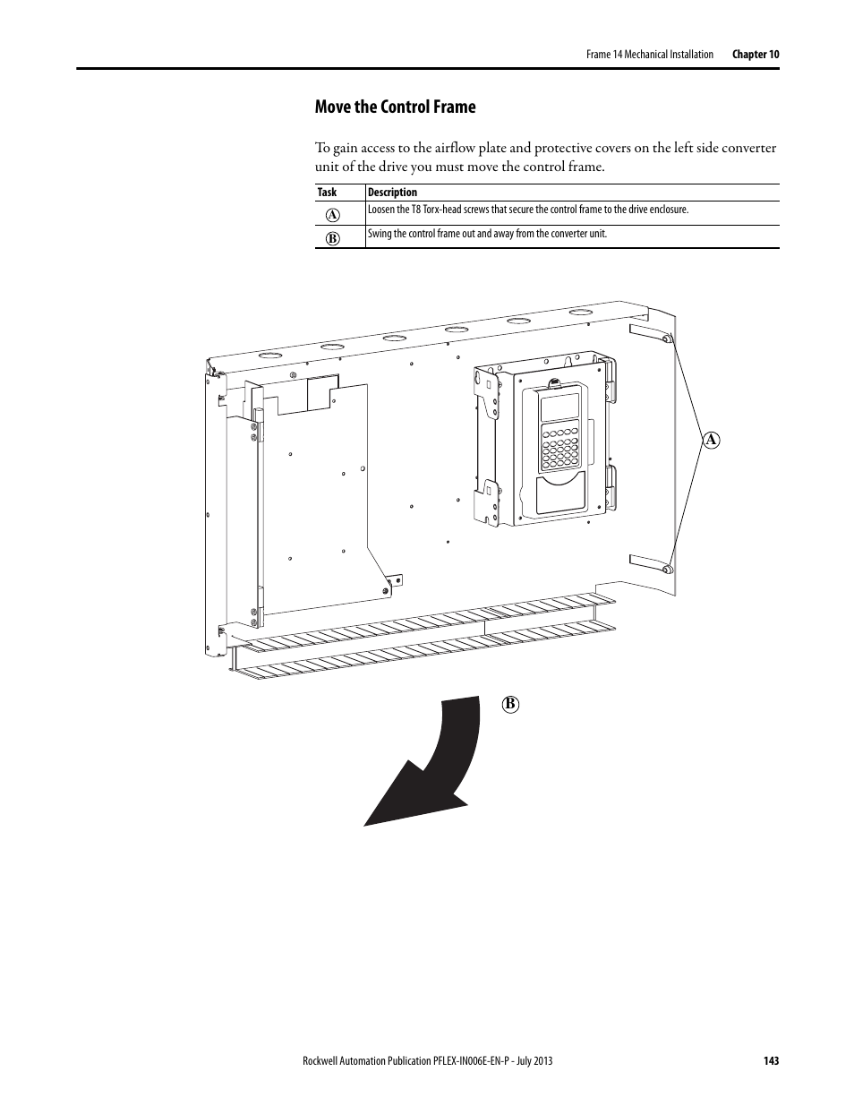 Move the control frame | Rockwell Automation 20D PowerFlex 700H and 700S Frame 9...14 Drives User Manual | Page 143 / 220
