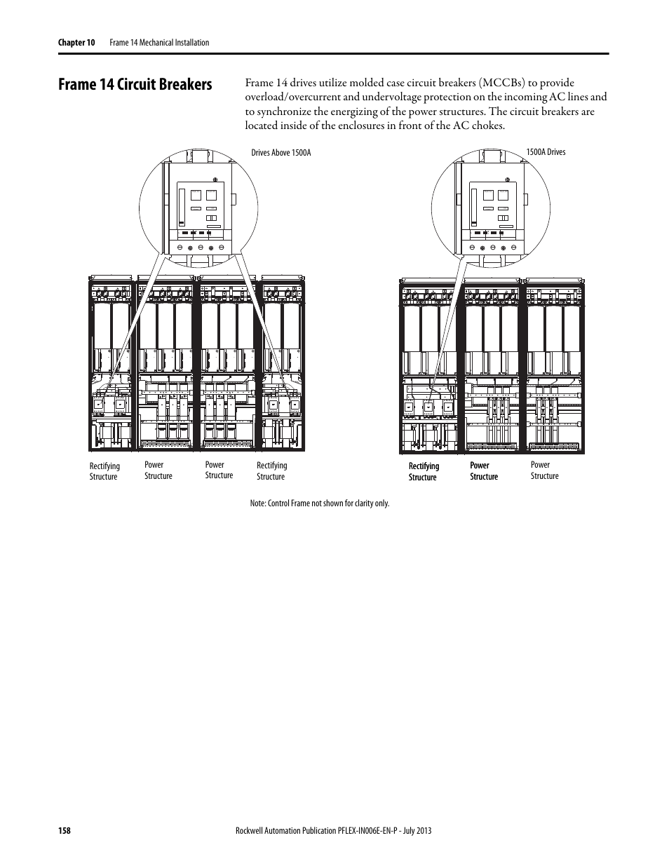 Frame 14 circuit breakers, Di s charged s pring | Rockwell Automation 20D PowerFlex 700H and 700S Frame 9...14 Drives User Manual | Page 158 / 220
