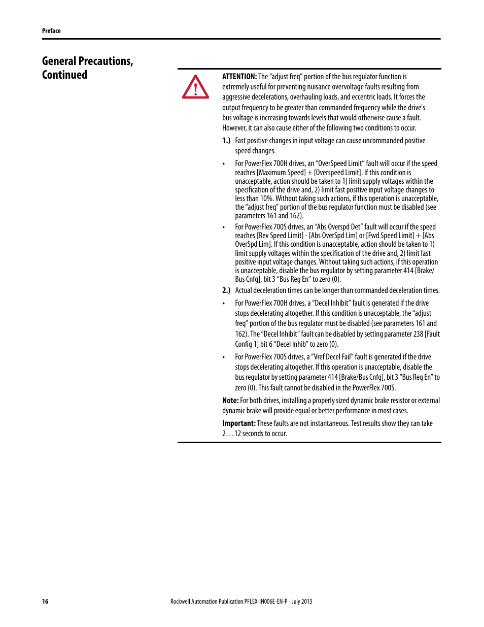 General precautions, continued | Rockwell Automation 20D PowerFlex 700H and 700S Frame 9...14 Drives User Manual | Page 16 / 220