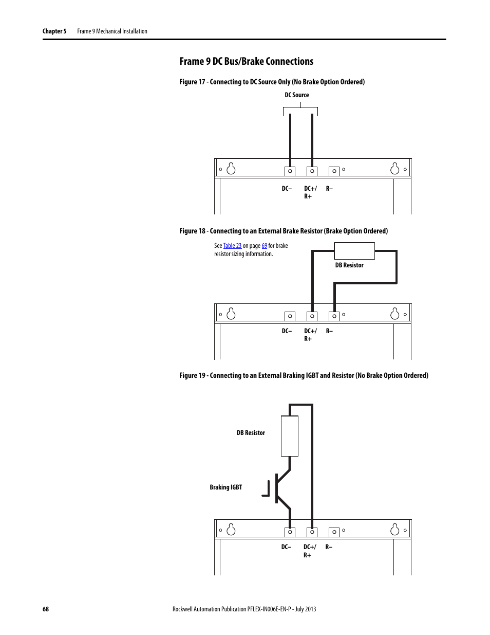 Frame 9 dc bus/brake connections, Ee frame 9 dc bus/ brake connections on | Rockwell Automation 20D PowerFlex 700H and 700S Frame 9...14 Drives User Manual | Page 68 / 220