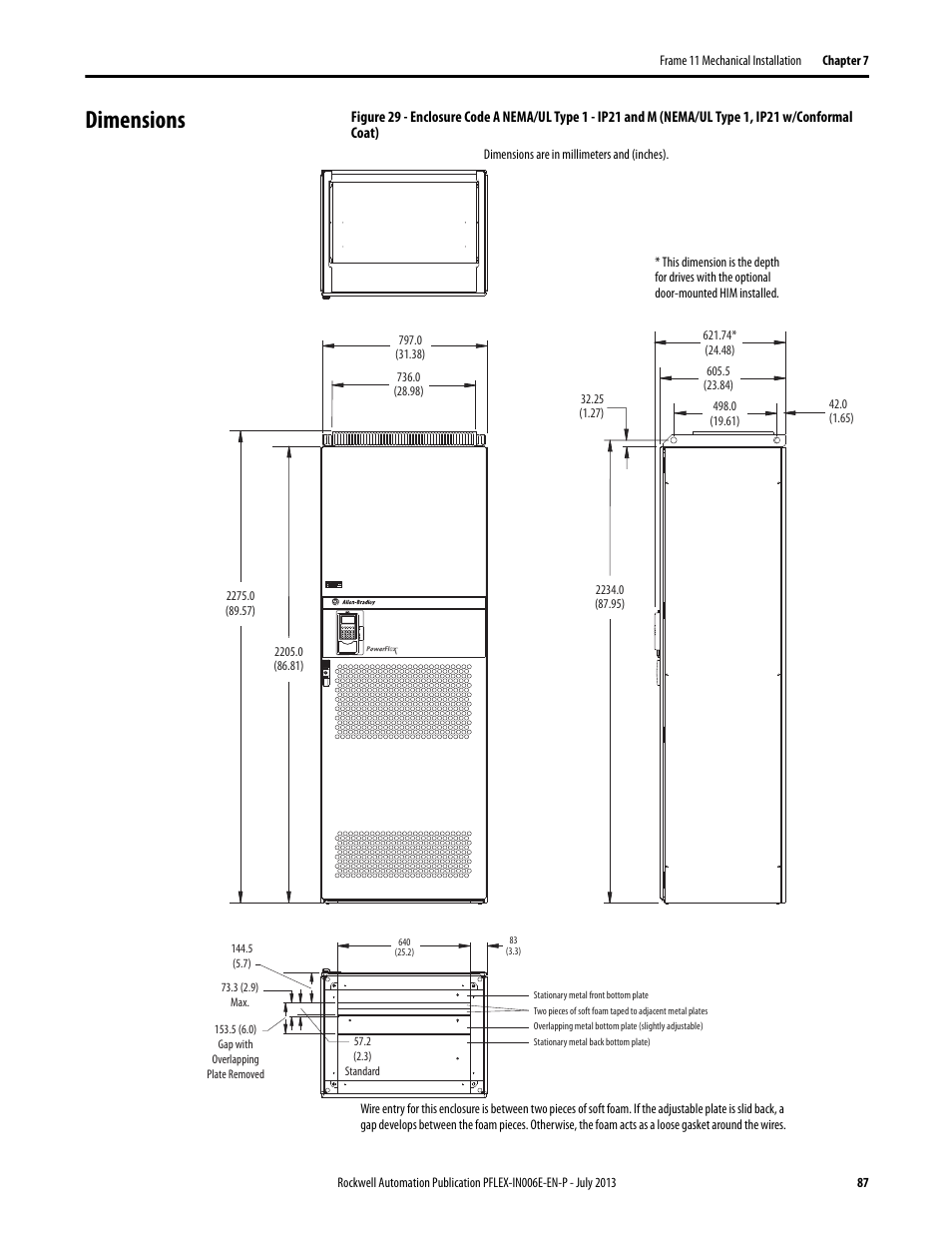 Dimensions | Rockwell Automation 20D PowerFlex 700H and 700S Frame 9...14 Drives User Manual | Page 87 / 220